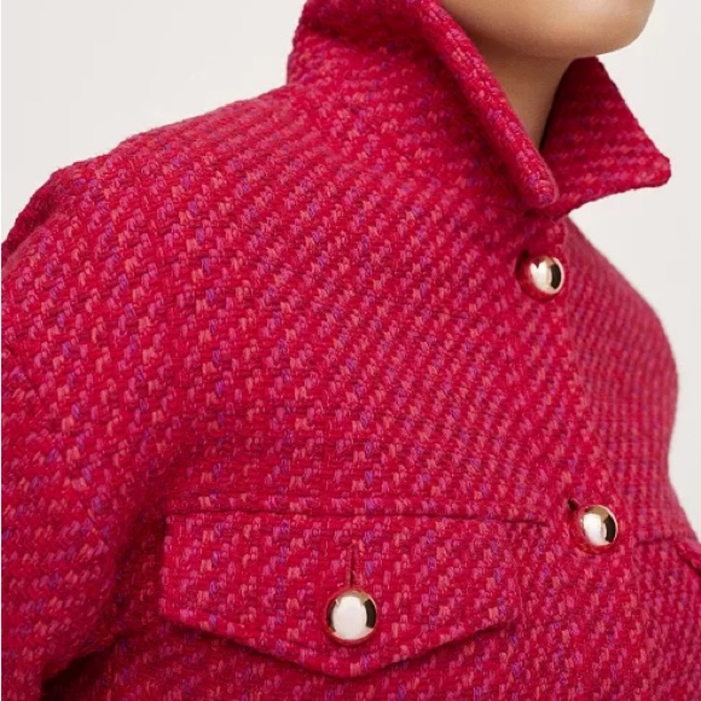 Mango Red Textured Jacket - Picture 2 of 10